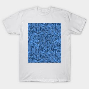 Blue Black Feather Angel Wings Print T-Shirt